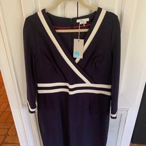 NWT Boden NAVY and White Cross chest dress